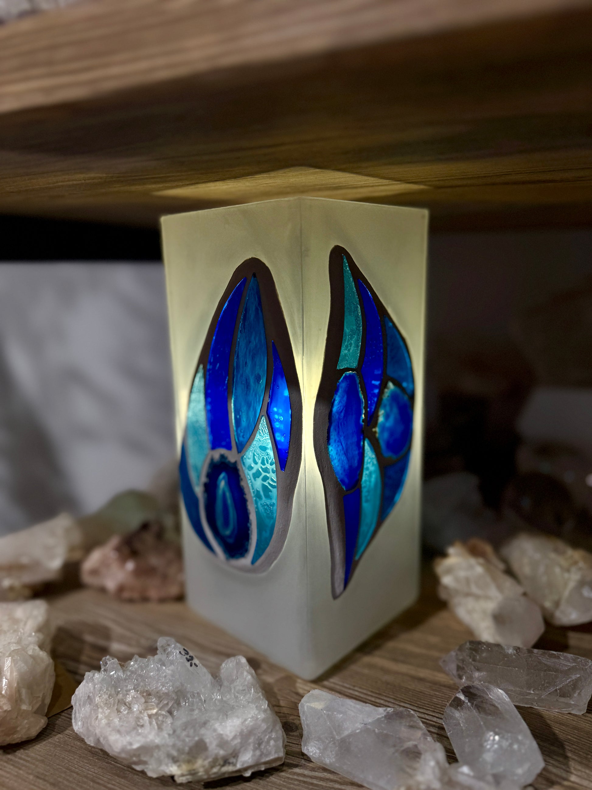 Mosaiklampe mit blauem Achat - Scholz GmbH