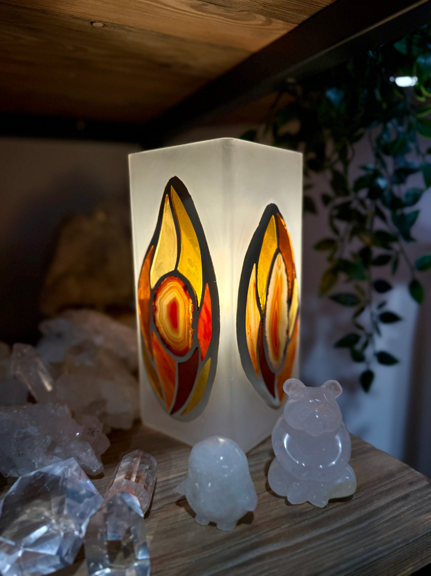 Mosaiklampe mit orangem Achat - Scholz GmbH