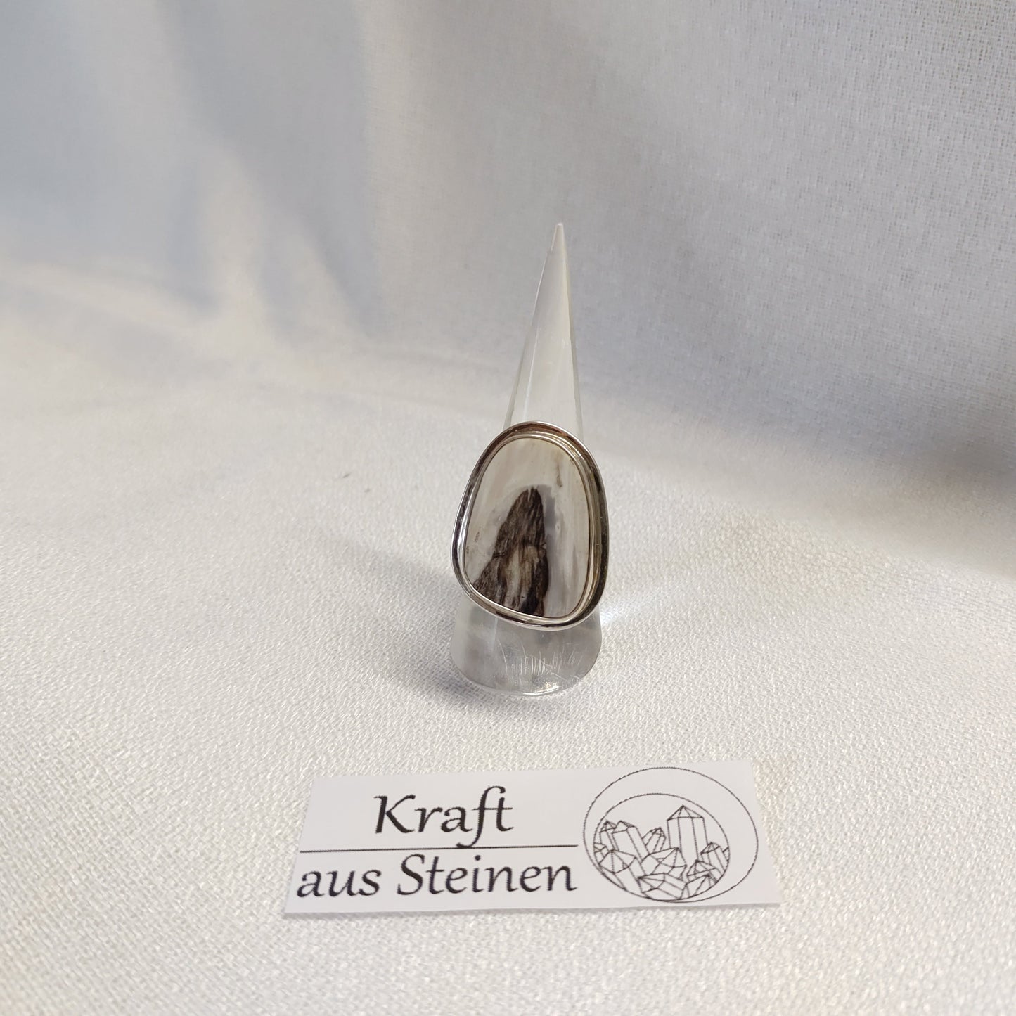 Versteinertes Holz Ring, freeform, Designerarbeit, GR  54